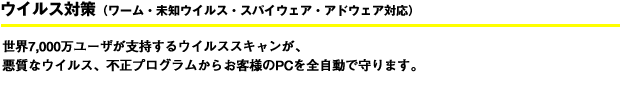 ウイルス対策(ワーム・未知ウイルス・スパイウェア・アドウェア対応)
